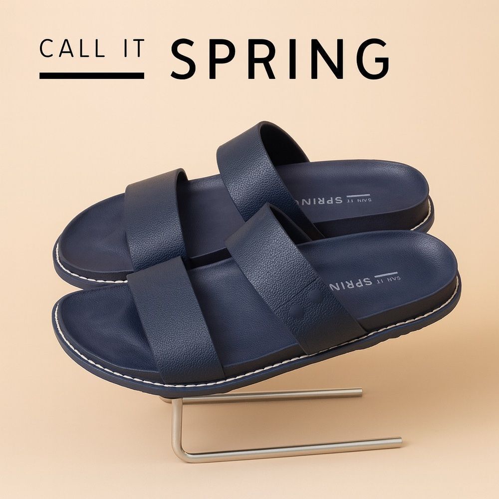 Call It Spring Navy Double Strap Slide Sandals 10